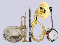 Banjo, Sousaphone, Clarinet/Sax, Trumpet, and Drums